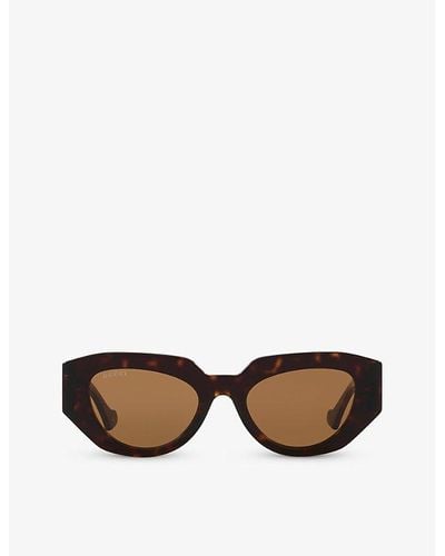 Gucci gg1421s Rectangle-frame Acetate Sunglasses - Brown