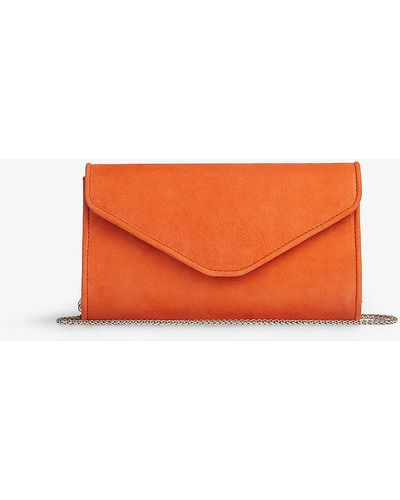 LK Bennett Dominica Suede Envelope Clutch Bag - Orange