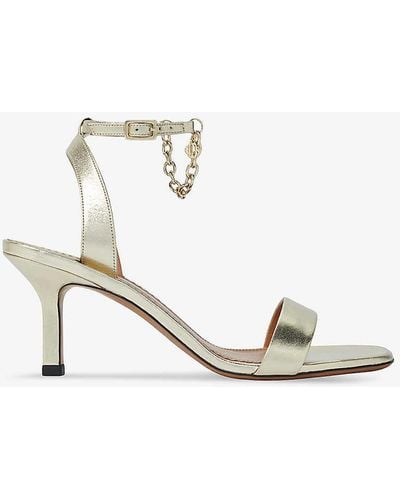 Maje Chain-embellished Leather Heeled Sandals - White