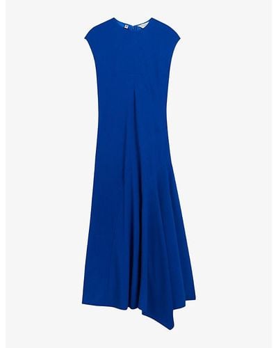 Ted Baker Isparta Asymmetric-hem Woven Midi Dress - Blue