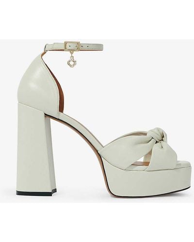 Maje Tie-knot Leather Heeled Sandals - White