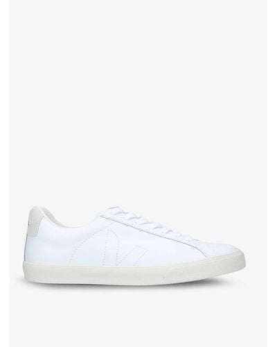 Veja Esplar Logo-embossed Low-top Leather And Canvas Trainers - White