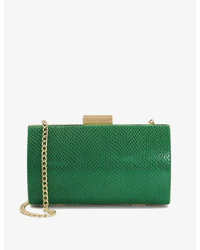 Dune Belleview Snakeskin-embossed Faux-leather Clutch Bag - Green