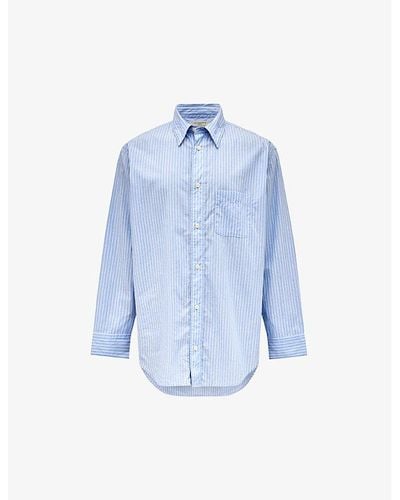 AllSaints Veneto Pinstripe Oversize-fit Cotton Shirt - Blue