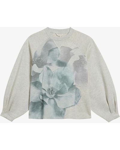 Ted Baker Perrine Floral-print Jersey Sweatshirt - Grey