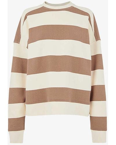 Whistles Stripe-pattern Relaxed-fit Cotton Sweatshirt - White