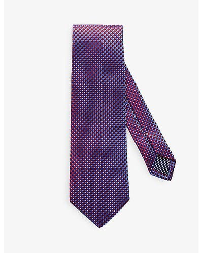 Eton Geometric-pattern Silk Tie - Purple