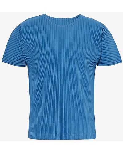 Homme Plissé Issey Miyake Pleated Knitted T-shirt - Blue