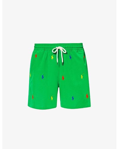 Polo Ralph Lauren Traveler Logo-embroidered Stretch Recycled-polyester Swim Short - Green