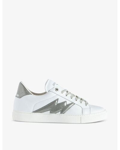 Zadig & Voltaire La Flash Bolt-panel Low-top Leather Sneakers - White