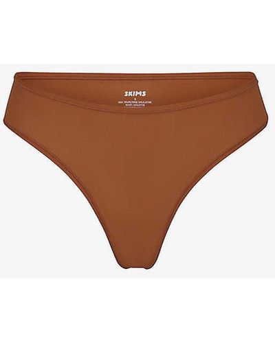 Skims Fits Everybody Stretch-woven Thong Xx - Brown