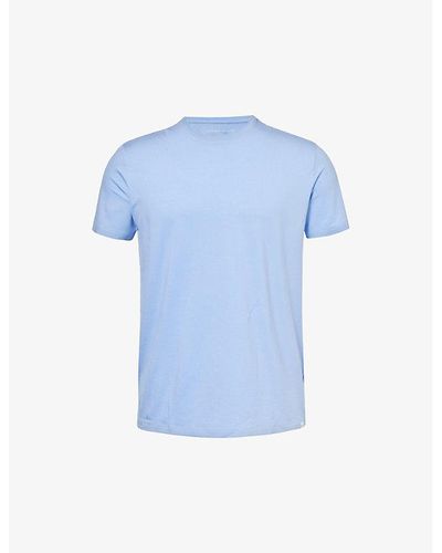 Derek Rose Basel Short-sleeved Stretch-woven Pajama Top Xx - Blue