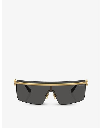Miu Miu Mu 50zs Irregular-frame Metal Sunglasses - Black