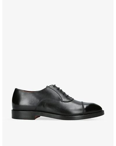 Zegna Torino Tonal-stitching Leather Oxford Shoes - Black