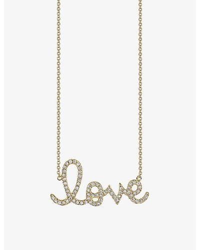 Sydney Evan Love 14ct Yellow-gold And 0.408ct Brilliant-cut Diamond Pendant Necklace - White