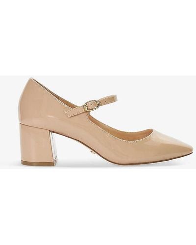 Dune Aleener Double-strap Heeled Faux-leather Mary Janes - Natural