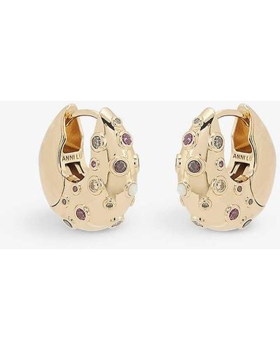 Anni Lu Crystal Bay Plated Brass And Cubic Zirconia Hoop Earrings - Metallic