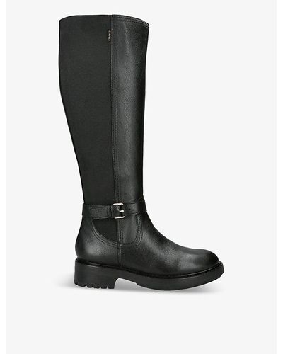 Carvela Kurt Geiger Margot Buckle-embellished Leather High-leg Boots - Black