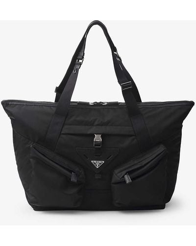 Prada Re-nylon Recycled-nylon And Leather Tote Bag - Black