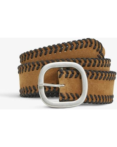 The Kooples Braided Trim Leather Belt - Brown
