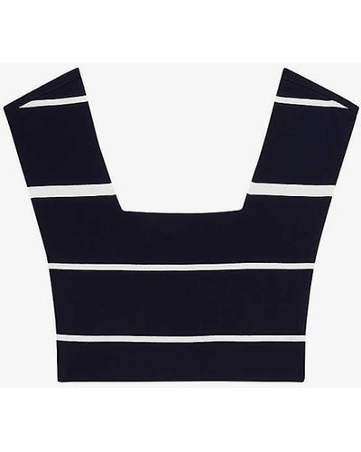 Ted Baker Ellle Stripe-print Cropped Stretch-knit Top - Blue