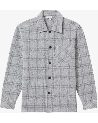 Reiss Olivier Brushed-check Regular-fit Wool-blend Overshirt - Grey