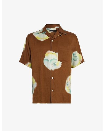 AllSaints Toulon Floral-print Woven Shirt X - Brown