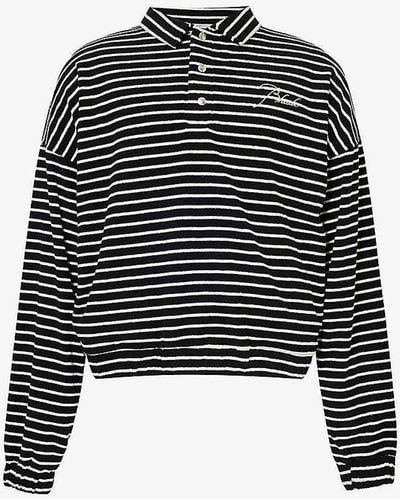 Rhude Striped Logo-embroidered Cotton-blend Shirt - Black