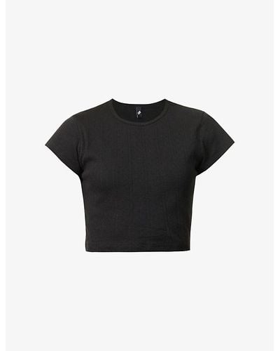 Cou Cou Intimates Pointelle Slim-fit Organic-cotton T-shirt - Black
