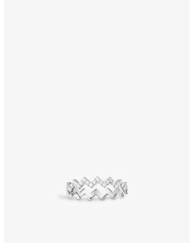 Apm Monaco Up And Down Sterling And Zirconia Ring - Metallic