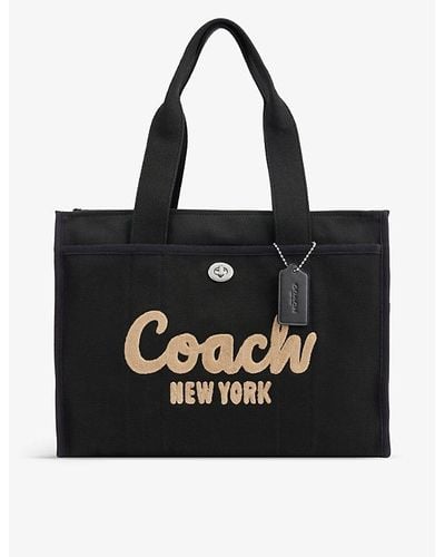 COACH Cargo 42 Logo-embroidered Detachable-strap Canvas Tote Bag - Black
