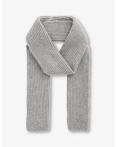 Johnstons of Elgin Brand-patch Ribbed Cashmere Scarf - Gray