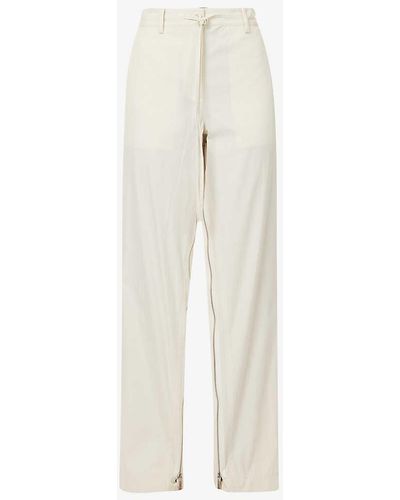 Helmut Lang Structured-waist Wide-leg Mid-rise Cotton-blend Trousers - White