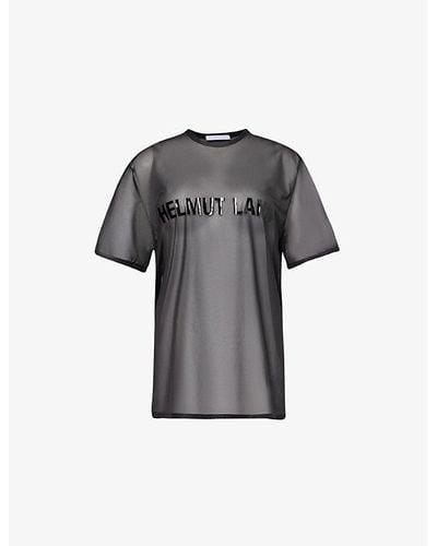 Helmut Lang Brand-text Sheer Mesh T-shirt - Grey