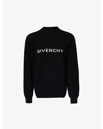 Givenchy Brand-logo Crewneck Wool Sweater - Black