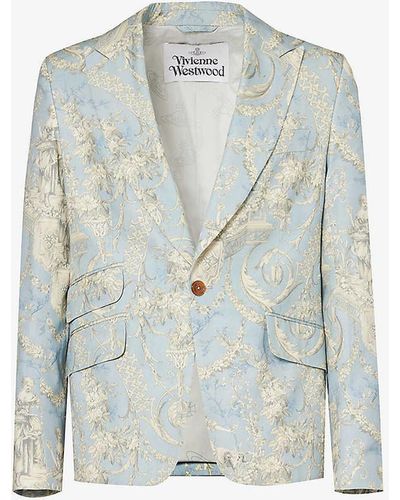 Vivienne Westwood One Button Patterned Cotton Jacket - Blue