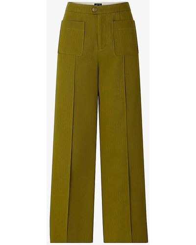 Soeur Harry High-rise Wide-leg Cotton Trousers - Green
