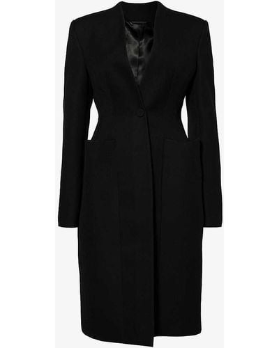 Givenchy Padded-shoulder Slim-fit Wool Coat - Black