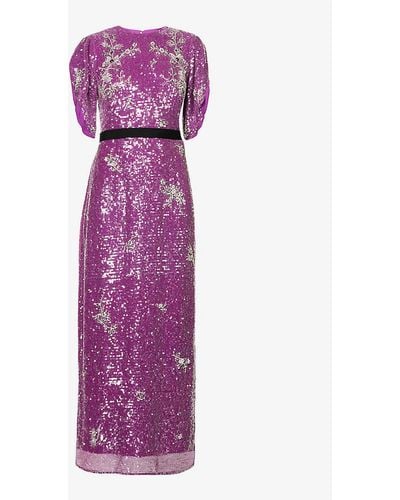 Erdem Asteria Sequin-embellished Woven Maxi Dress - Purple