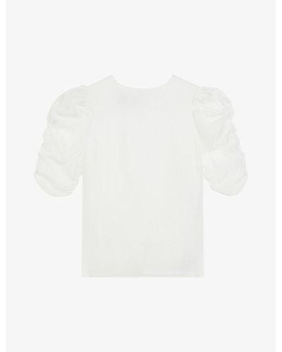 Ted Baker Puff-sleeved Round-neck Organza Top - White