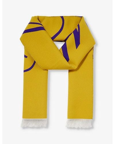 Burberry Script Wool And Silk-blend Scarf - Yellow
