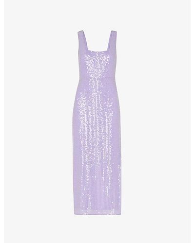 Whistles Miriam Sequin-embellished Stretch Recycled-polyester Midi Dress - Purple
