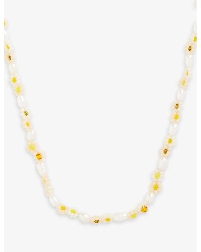 Anni Lu Daisy Flower 18ct Yellow Gold-plated Brass And Freshwater Pearl Necklace - Natural