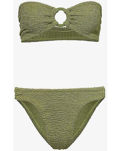 Hunza G Gloria Bandeau Crinkled-texture Bikini - Green