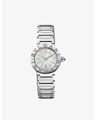 BVLGARI Bbl23wss Stainless-steel And 0.196ct Brilliant-cut Diamond Quartz Watch - Metallic