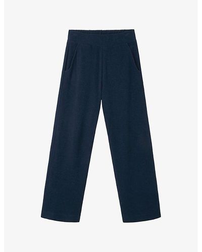 The White Company Vy Towelling Straight-leg High-rise Organic-cotton Pants X - Blue