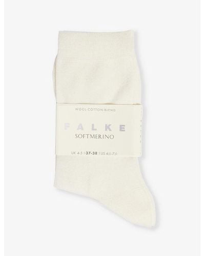 FALKE Softmerino Ankle-rise Stretch-wool Blend Socks - White