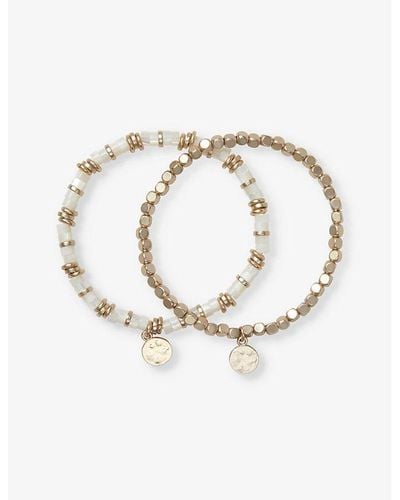The White Company Shell Beaded -plated Brass Bracelet Set Of Two - Metallic