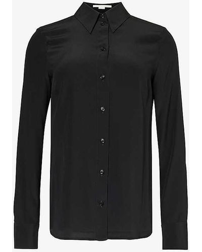 Stella McCartney Iconic Split-side Silk-crepe Shirt - Black