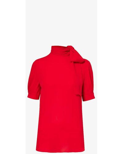 Valentino Garavani High-neck Silk Top - Red